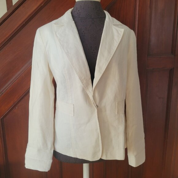 Vintage Willi Smith Womens Blazer Jacket Size 10 White Linen - Picture 1 of 4